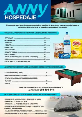 a flyer for a game of snooker at Hospedaje Anny in Larán