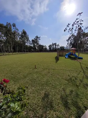 a playground with a slide in a field at Bungalows de Casa Verde in Mala