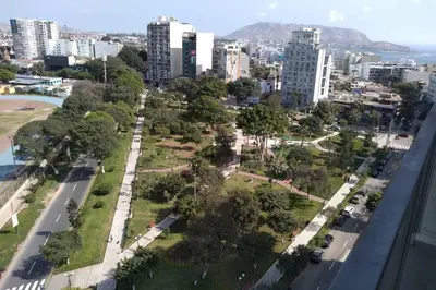 an aerial view of a park in a city at Barranc Group Penthouse in Lima