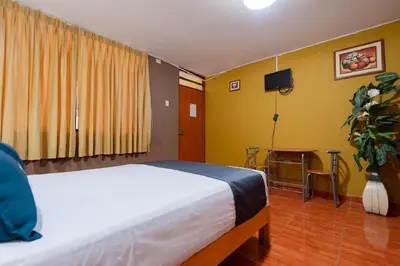 a bedroom with a bed and a tv in it at Hotel Savoy Ica in Ica