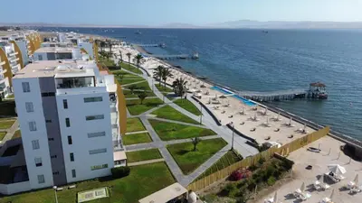 an aerial view of a beach and the ocean at Paracas Paracas! Vista Bahia - Sotavento 201 T 6 in Paracas