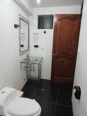a bathroom with a toilet and a sink at Quilla House Ecologico in Machu Picchu