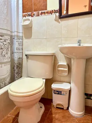 a bathroom with a toilet and a sink at Hospedaje Anais in Pisco