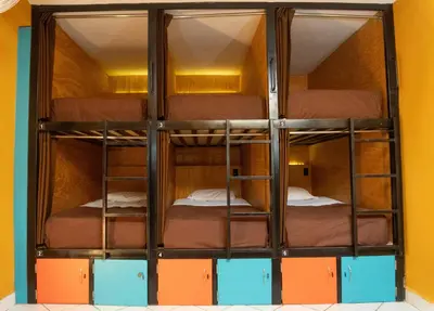 a set of bunk beds in a room at Wild Rover Huacachina in Ica