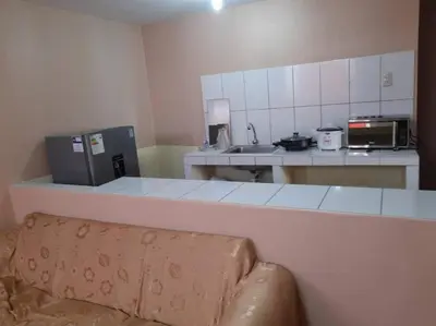 a kitchen with a counter and a counter top at 301 Comfy Apt WiFi kitchen SmartTV Central at Callao in Lima
