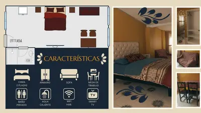 a collage of images of a bedroom with furniture at Casa Sucre Ayacucho in Ayacucho