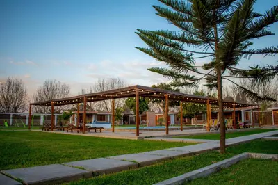 a pavilion in a park with a pine tree at Casa Solaris in Ica