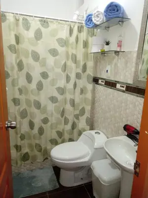 a bathroom with a toilet and a sink at Departamento con servicios incluidos, equipado in Lima