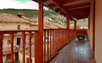 a view from the balcony of a house at Korilazos in Cusco