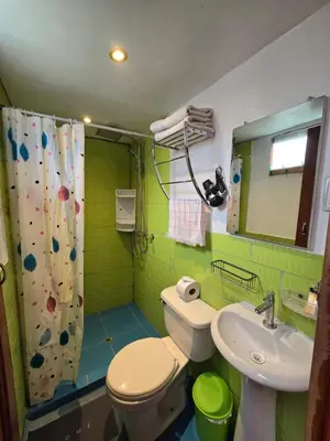 a bathroom with a sink and a toilet and a shower at Barrio Inka B&B in Cusco