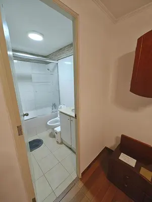 a bathroom with a shower and a toilet and a sink at Dpto PARQUE SAN FELIPE in Lima