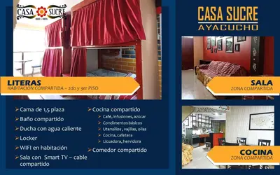 a poster for a room in a dorm room at Casa Sucre Hostel Ayacucho in Ayacucho