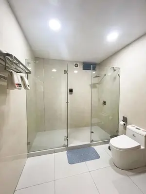 a bathroom with a shower and a toilet at SM HOTEL Plus in Lima
