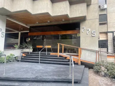 a building with stairs in front of a building at 13 Nuevo y acogedor departamento en Miraflores in Lima