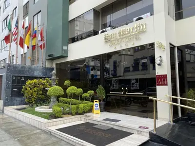 a view of the entrance to a building at San Martin 598 by Wynwood House in Lima
