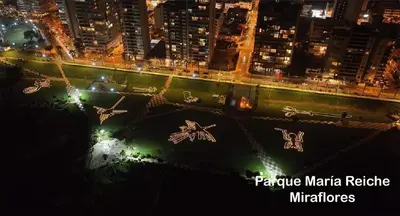 a view of a city at night with lights at II Habitación Privada en Miraflores Central City in Lima