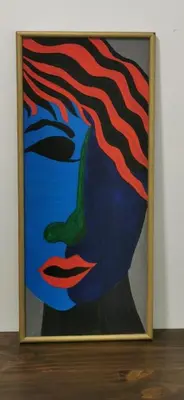 a painting of a woman withavy hair on a wall at Bellavista in Lima