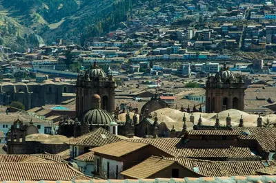 an aerial view of a city with buildings and roofs at Casa San Blas Cusco Boutique Hotel in Cusco