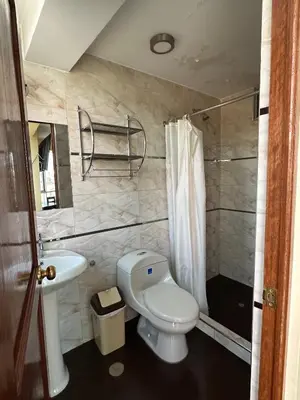 a bathroom with a white toilet and a sink at Hotel Inka Palace Huayna Ccapac Cusco in Cusco