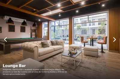 a living room with a couch and a pool table at Moderno mini departamento de estreno in Lima