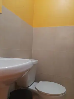 a bathroom with a white toilet and a sink at Casa La Ruta Pisco in Pisco